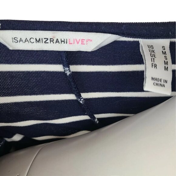 Isaac Mizrahi Live Dress Womens S Small Blue White Striped Cold Shoulder Maxi - Picture 5 of 6
